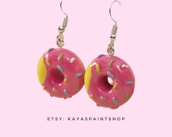 Pink Donut Dangle Earrings