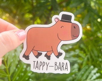 Tappy-Bara Sticker, Tap Dancing Capybara, Waterproof Laptop Decal