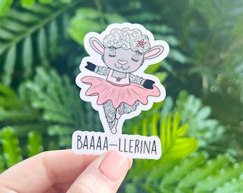 Baaaa-llerina Sticker, Waterproof Sheep Ballerina Decal