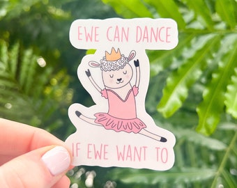 Ewe Can Dance Ballerina Sheep Sticker, Waterproof Laptop Decal