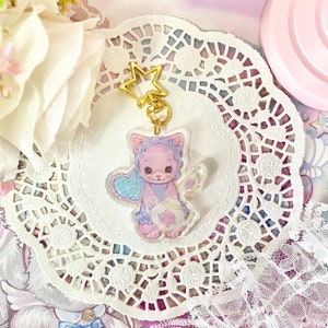 Original Design-Cute Kawaii Kitty Cat Acrylic Keychain/binder charm/bag charm