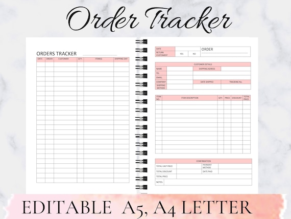 Small Business Planner Template Order Form Order Tracker Etsy