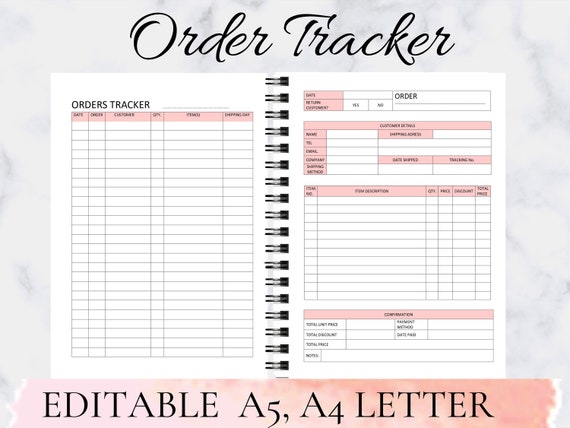 Small Business Planner Template Order Form Order Tracker Etsy