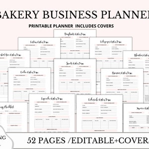 Bakery Business Planner, Bakery Planner, Bakery Order Form, Business Planner