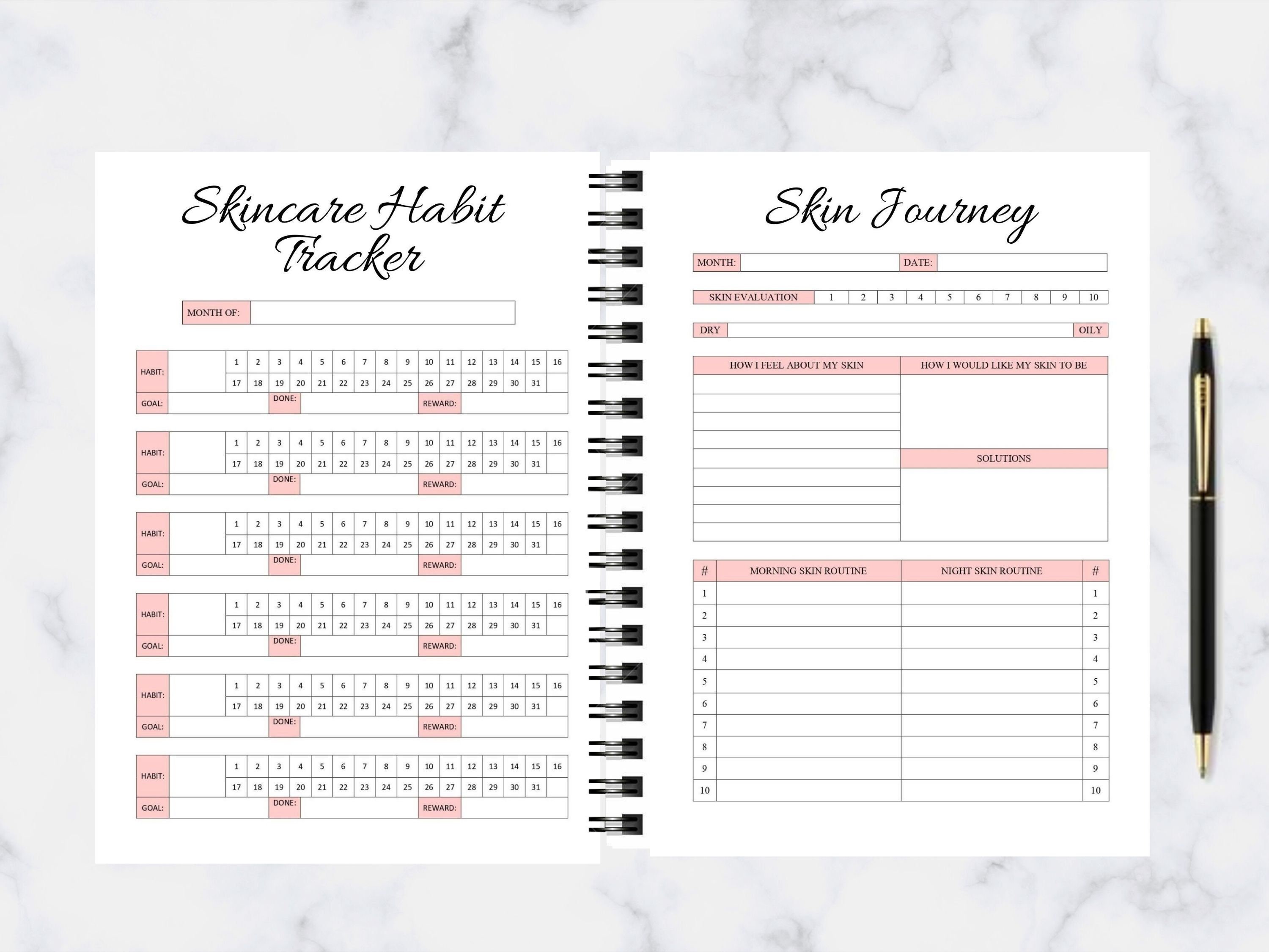 Beauty planner Skin care planner Skin Care journal Beauty Etsy