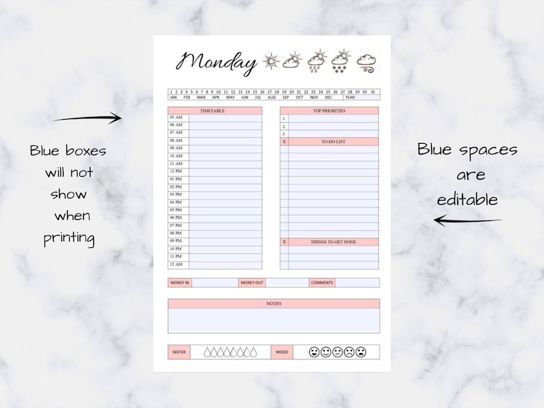Printable 7 Day Planner Daily Planner Day Planner Work Planner - Etsy