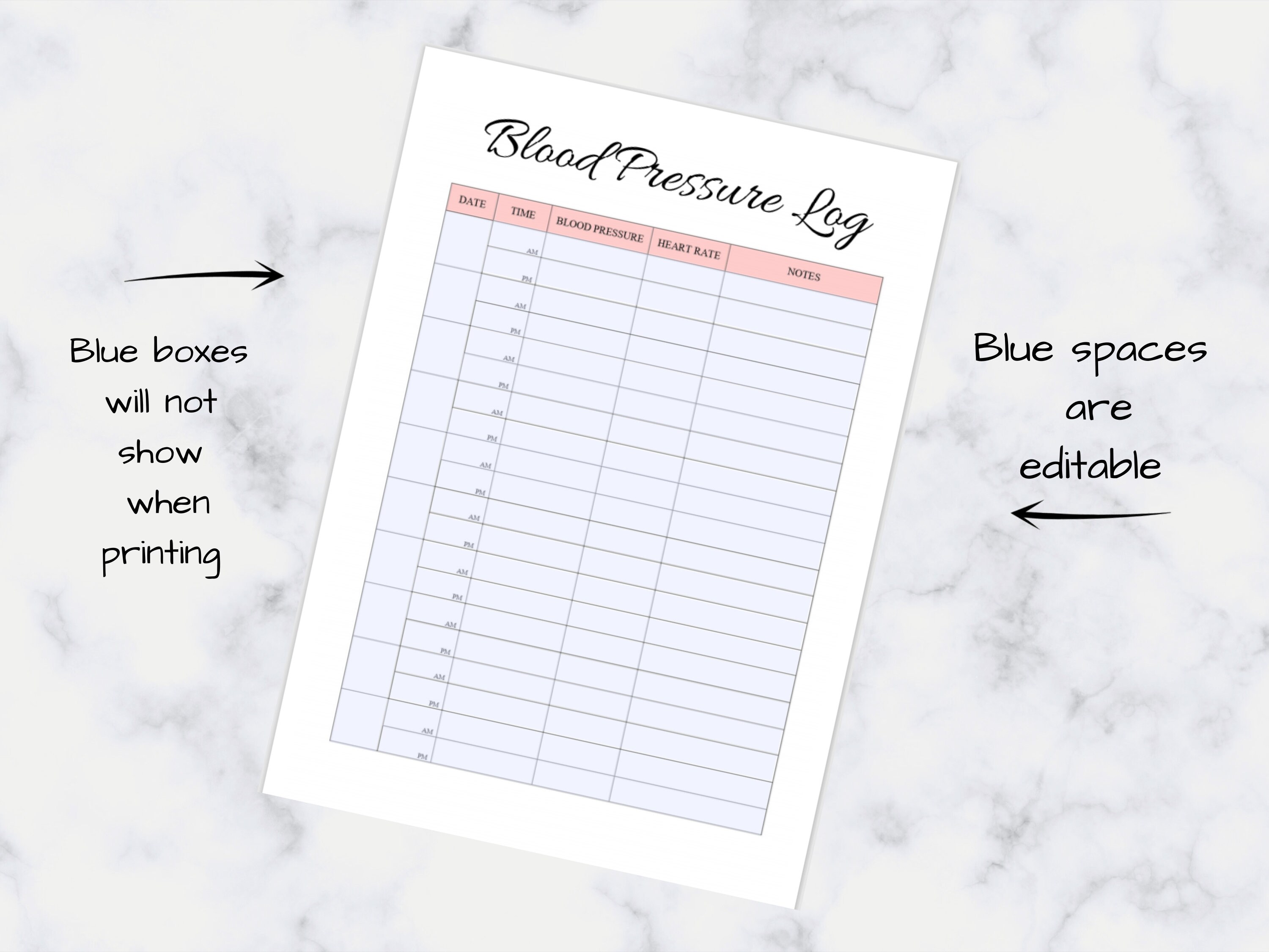 Printable Blood Pressure Tracker Blood Pressure Monitor Blood Pressure ...