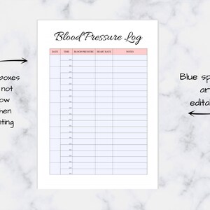 Printable Blood Pressure, Blood Pressure Tracker, Blood Pressure ...