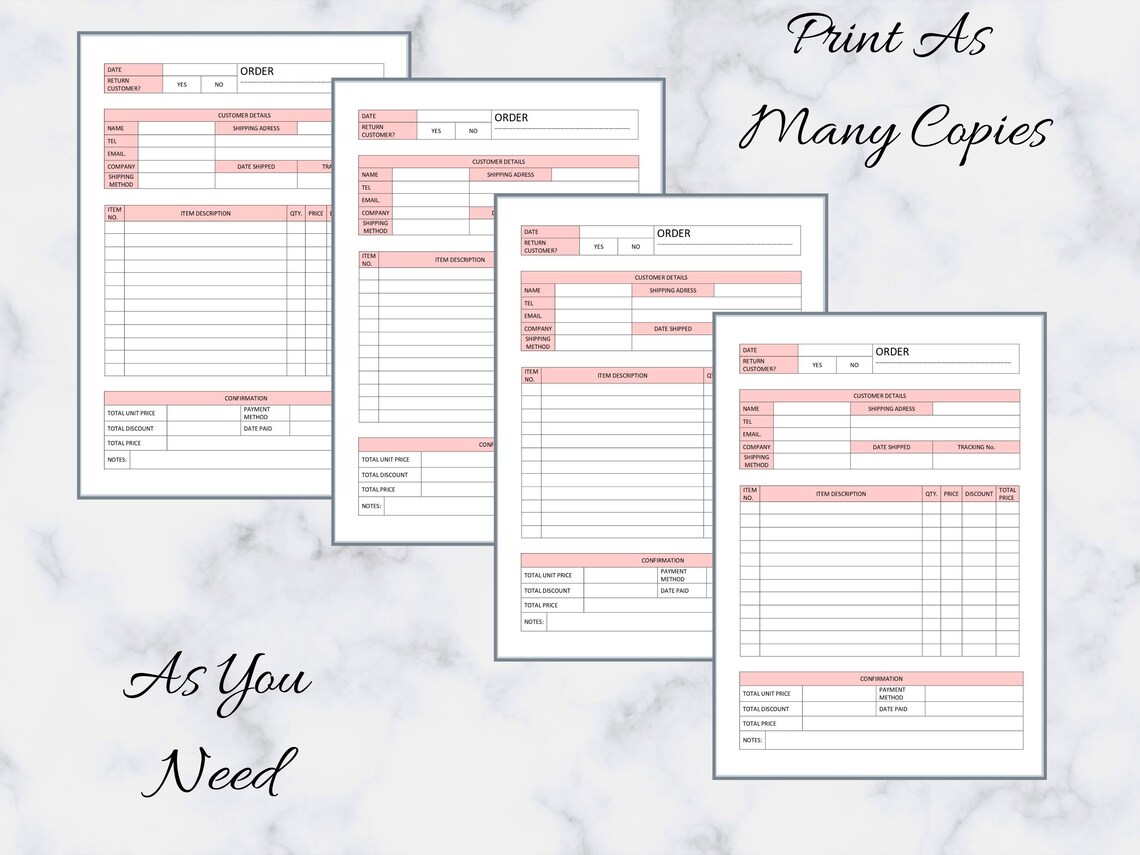 Order Book, Order Form Template Editable, Order Form, Order Tracker ...