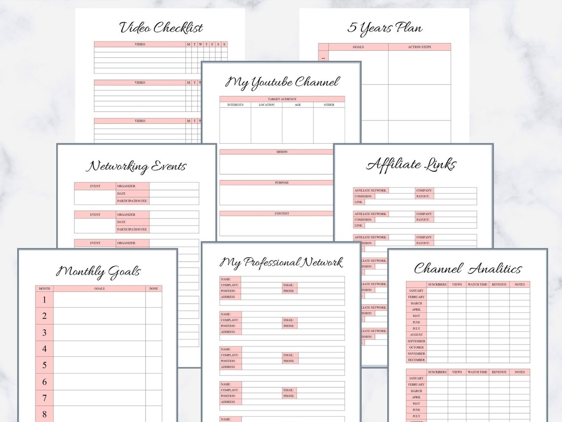 Youtube Planner, Youtube Planner Printable, Youtube Planner Digital ...