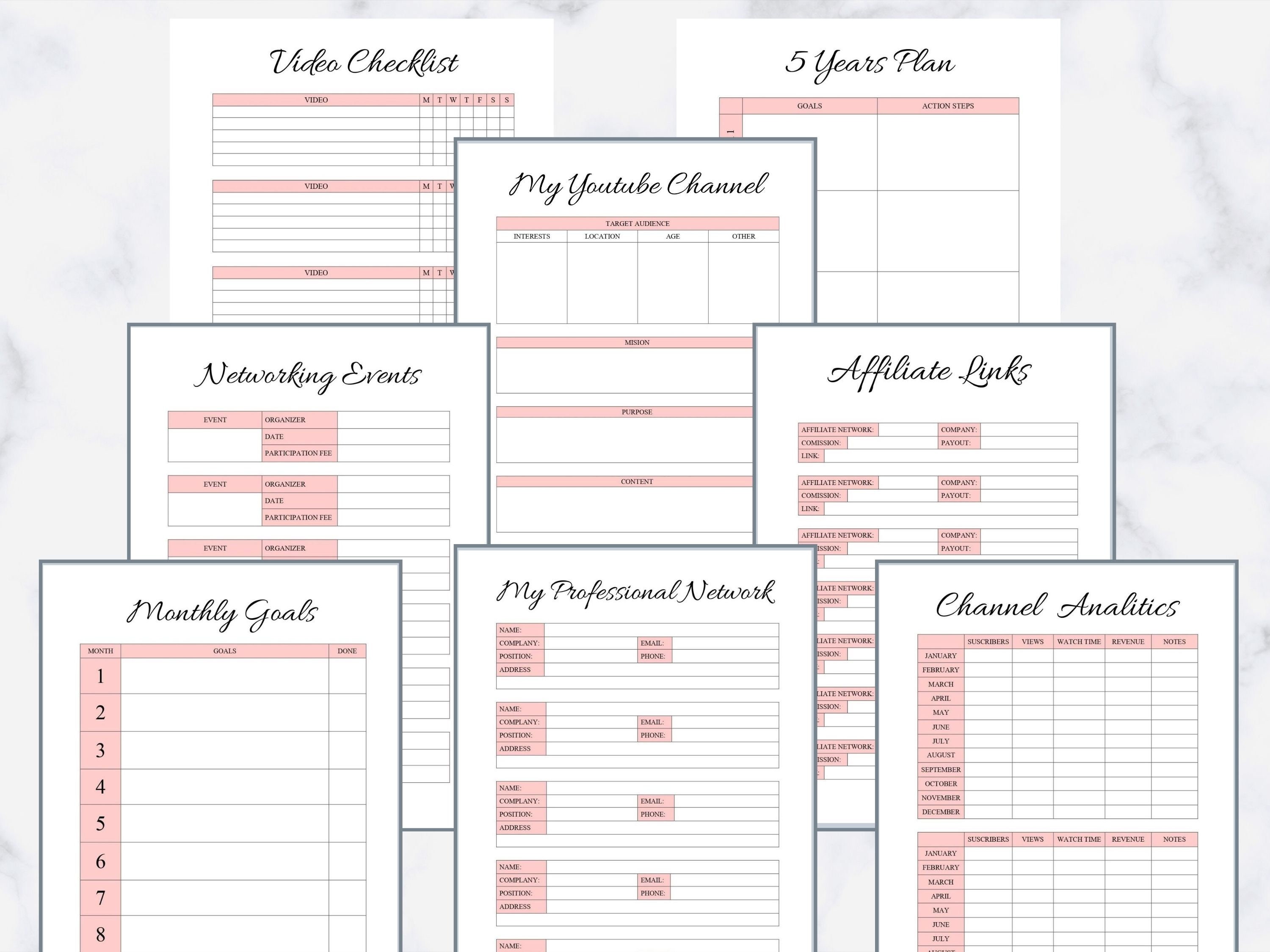 Youtube Planner, Youtube Planner Printable, Youtube Planner Digital ...