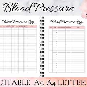 Printable Blood Pressure, Blood Pressure Tracker, Blood Pressure ...