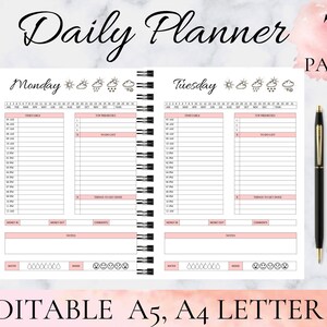 Printable 7 Day Planner Daily Planner Day Planner Work Planner Weekly ...