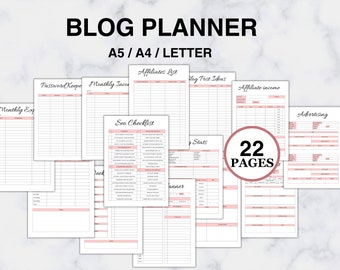 Printable Blog Planner PDF, Blogging Planner Pages, Printable Website Planner, Blog Branding Kit, Blog Post Planner,Printable Blog Organizer