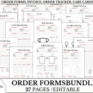 Order form bundle, Order forms, tumbler order form, Tshirt order form, Small Business Forms for Crafters, Invoice emplate and more, Editable