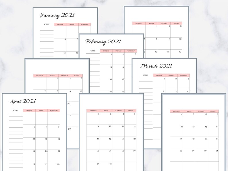 2021 Monthly Planner, 2021 Calendar Planner, 2021 Printable Calendar