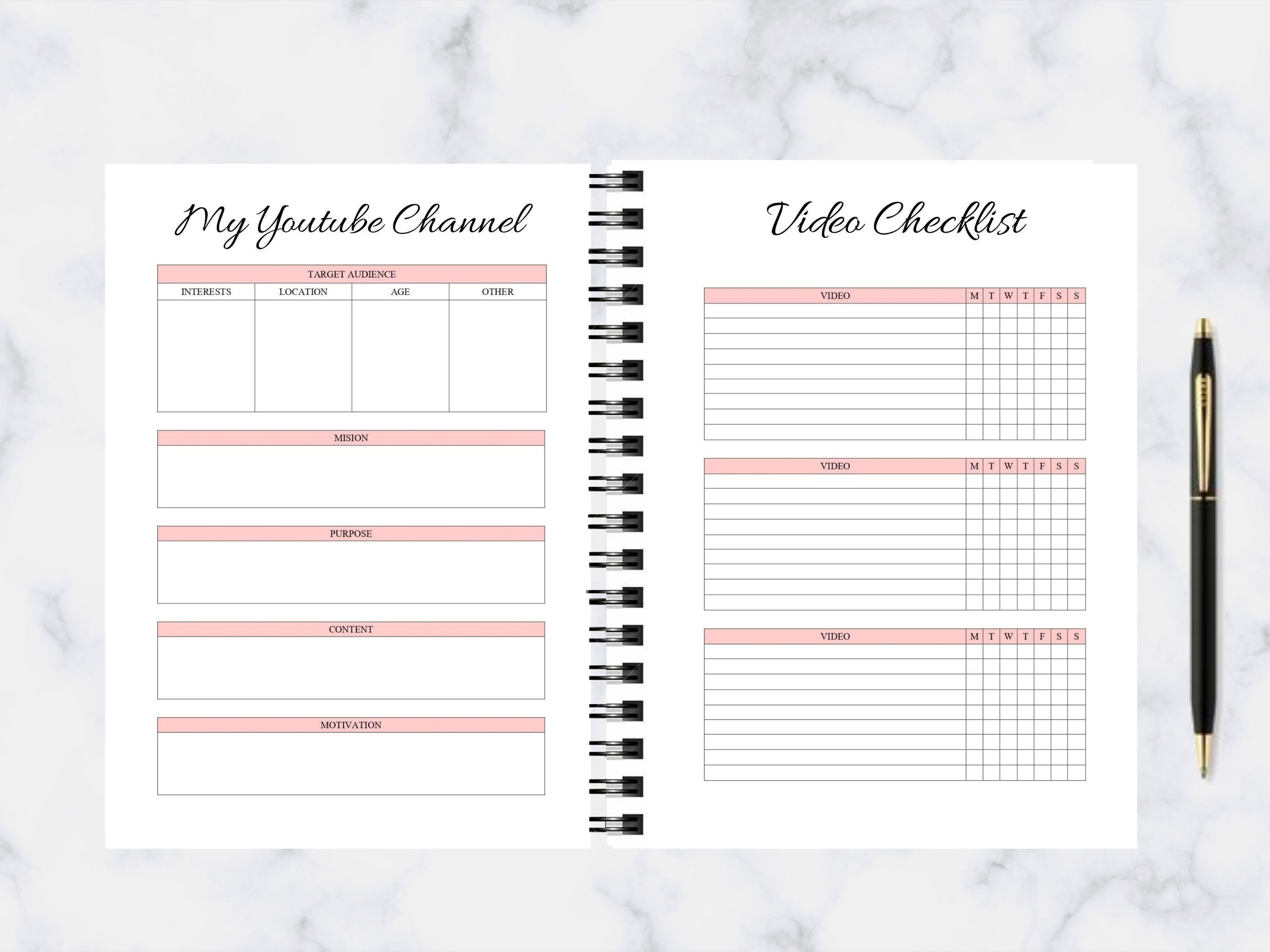 Youtube Planner, Youtube Planner Printable, Youtube Planner Digital ...