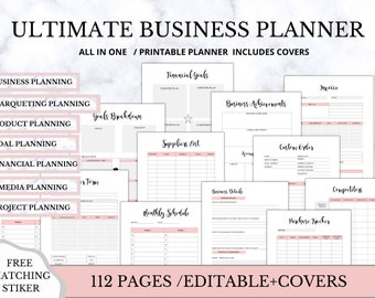 Planificateur d'entreprise, planificateur de petite entreprise, planificateur d'entreprise PDF imprimable, planificateur d'entreprise Etsy, gestion d'entreprise à domicile, A4 A5 modifiable