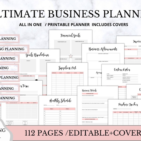 Planificateur d'entreprise, planificateur de petite entreprise, planificateur d'entreprise PDF imprimable, planificateur d'entreprise Etsy, gestion d'entreprise à domicile, A4 A5 modifiable