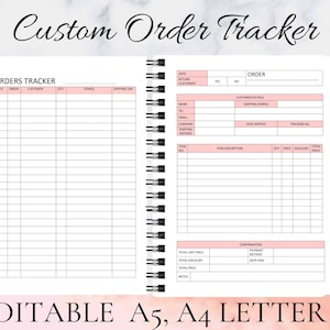 custom order form, Order Tracker, printable order form, order form template, editable order form template, order form printable, Editable