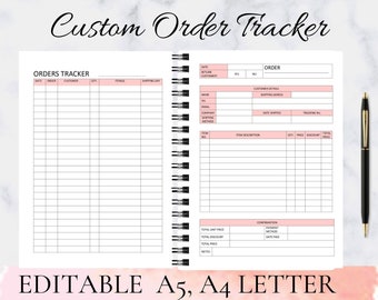 custom order form, Order Tracker, printable order form, order form template, editable order form template, order form printable, Editable