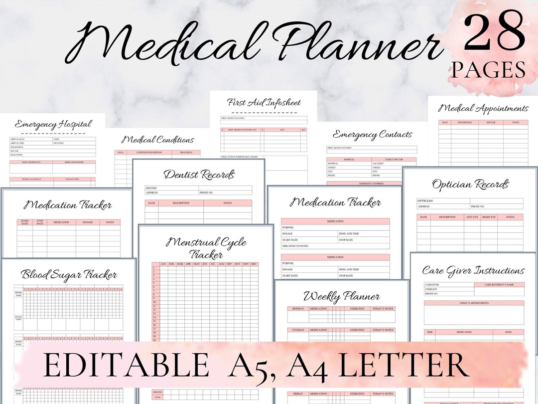 Printable Medical Planner, Medical Planner, Health Care Planner ...