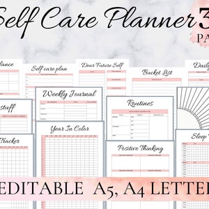 Self care Planner, Self Care Workbook, self care printable, self care book, self care planner printable Inserts Editable A4 A5 Letter