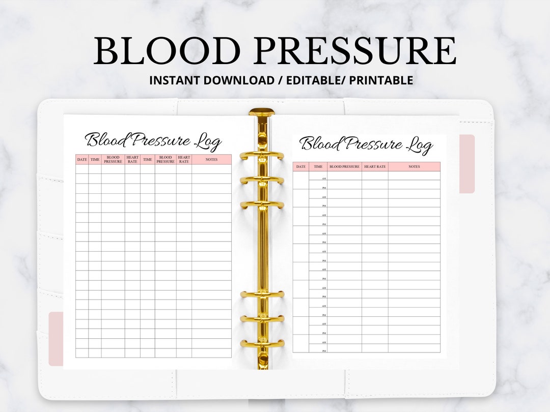 Printable Blood Pressure Tracker Blood Pressure Monitor Blood Pressure ...