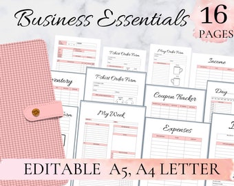Small Business Essentials Planner Bundle Printable, Order Form, Income and Expense Tracker, Inventory Management,invoice template Editable