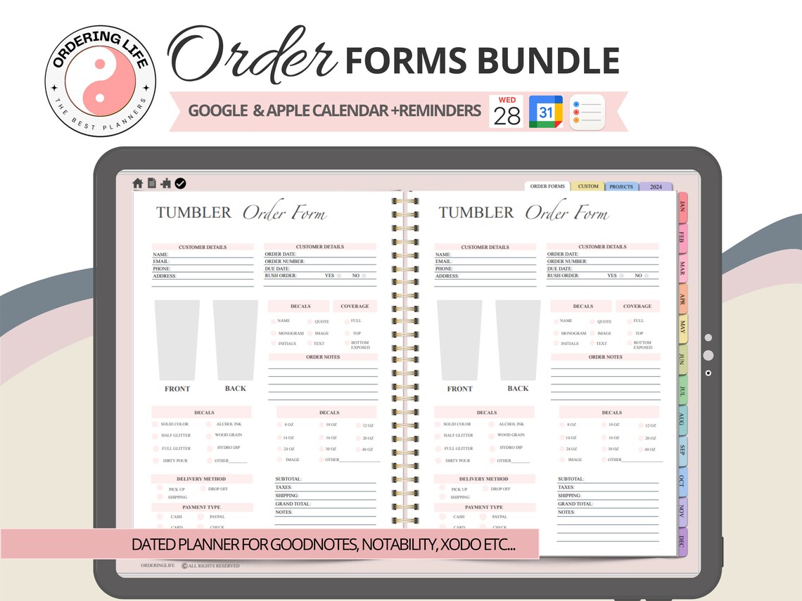 Order Form Template, Digital Order Forms Bundle for Goodnotes, Small ...