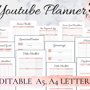 Youtube Planner, Youtube Planner Printable, Youtube Planner Digital ...