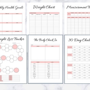 Fitness Planner, Planner fitness, Weight loss tracker, Workout planner, fitness planner printable, Bundle Diet Log, Editable A4,A5, LETTER 画像 2