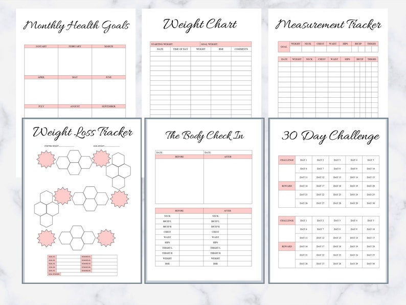 Fitness Planner, Planner fitness, Weight loss tracker, Workout planner, fitness planner printable, Bundle Diet Log, Editable A4,A5, LETTER 画像 2