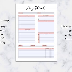 Week at a Glance Printable Weekly Planner Printable Week at a Glance ...