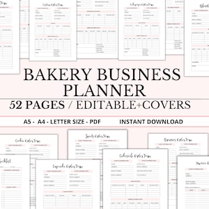 Bäcker Businessplaner, Bäckerei Planer, Bäckerei Bestellzettel, Businessplaner, Kuchen Bestellschein, Backplan, Vorlage für einen Bäcker