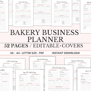 bakery business Planner, Bakery planner, Bakery order fomr, Business planner, Cake order form, Baking planner, Bakery order form template