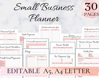 Small business planner printable, Small business planner, Business planner, Business Management, Home Business, Order Form, Editable A4 A5