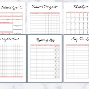 Fitness Planner, Planner fitness, Weight loss tracker, Workout planner, fitness planner printable, Bundle Diet Log, Editable A4,A5, LETTER 画像 5