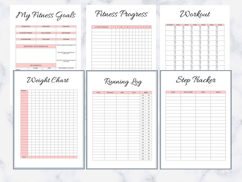 Fitness Planner, Planner fitness, Weight loss tracker, Workout planner, fitness planner printable, Bundle Diet Log, Editable A4,A5, LETTER 画像 5