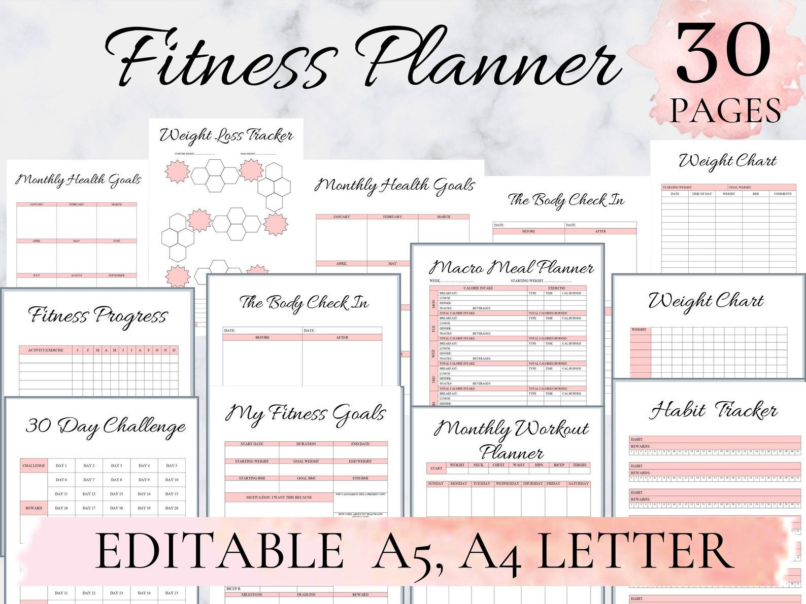 Fitness Planner Planner Fitness Weight Loss Tracker Workout Etsy
