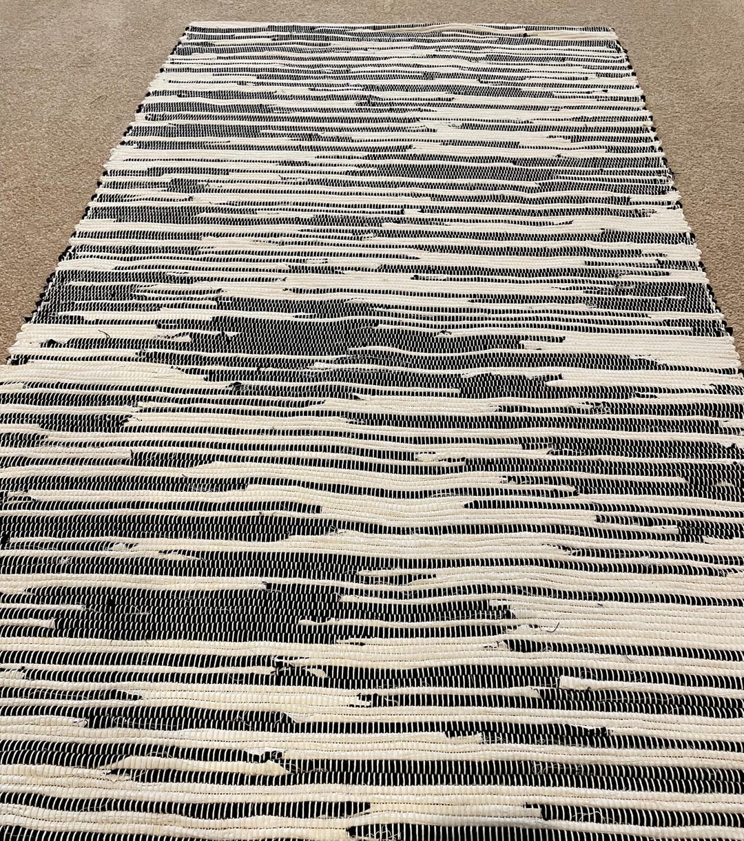 Handwoven Black and White Cotton Rag Rug Runner 31” X 58” - Etsy