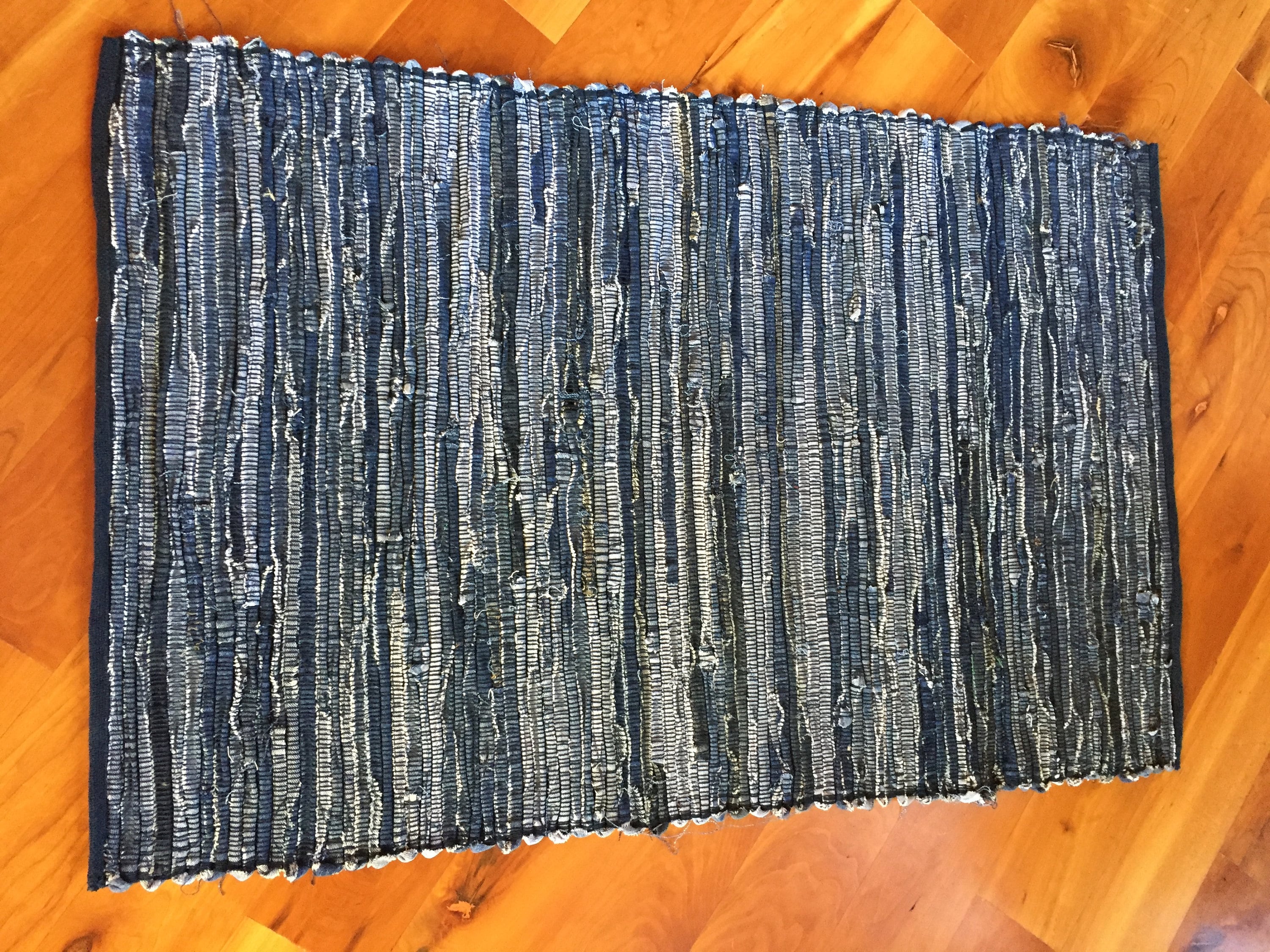 Handwoven blue jean rag rug Etsy