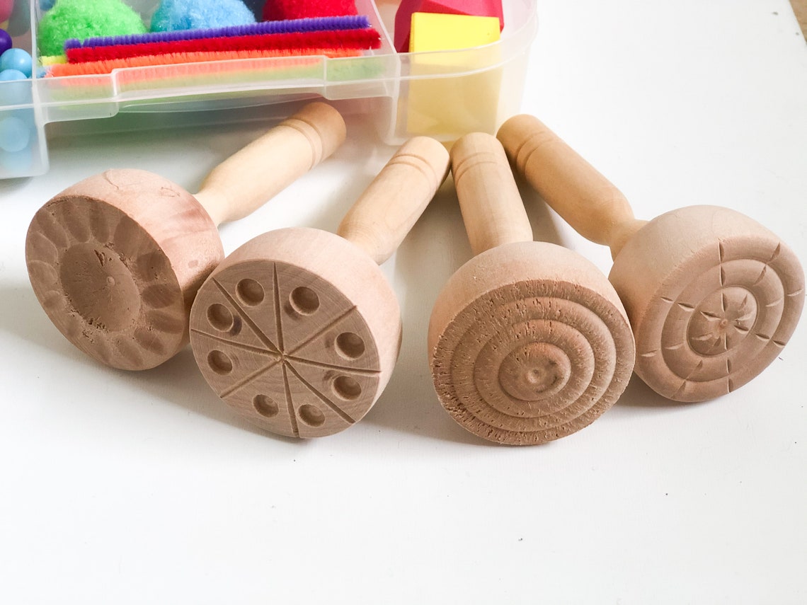 Wooden Dough Tool Wooden Dough Stamper Play Dough Tool Play Etsy