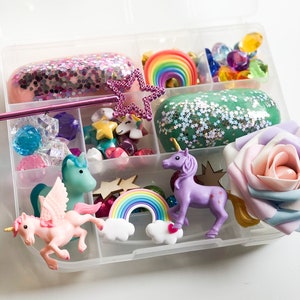 Play Dough Kit, Unicorn Play Dough Kit, Unicorn Kit, Sensory Kit, Play Dough Sensory Busy Box, Kids Gift, Pretend Play, PlayDough Box image 2