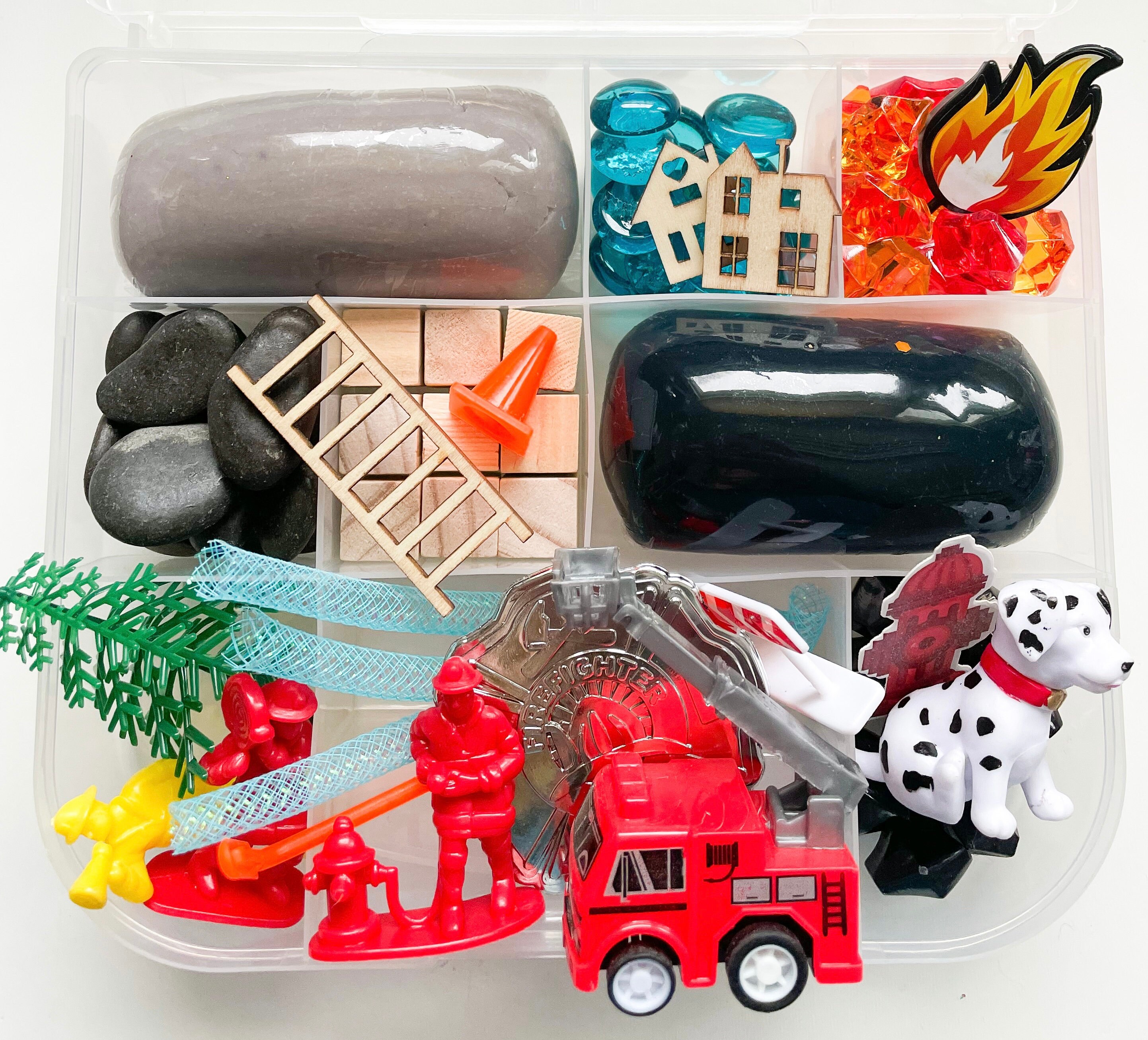 Kit de plastilina, kit de plastilina de bombero, bombero, kit sensorial,  caja de actividades sensoriales con plastilina, regalo para niños, caja de