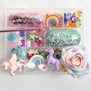 Play Dough Kit, Unicorn Play Dough Kit, Unicorn Kit, Sensory Kit, Play Dough Sensory Busy Box, Kids Gift, Pretend Play, PlayDough Box image 1