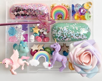 Play Dough Kit, Unicorn Play Dough Kit, Unicorn Kit, Sensory Kit, Play Dough Sensory Busy Box, Kids Gift, Pretend Play, PlayDough Box