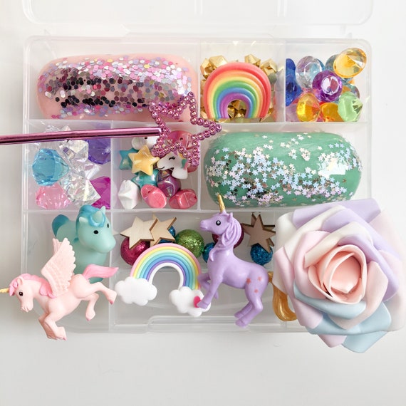 White Unicorn Rainbow Glitter Sensory Play Dough - Sweetpea and Co.