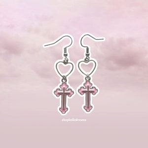 Jirai Heart and Cross Earrings