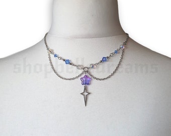 Blue Jelly Star Necklace